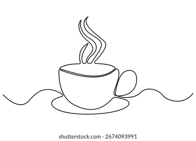 Desenho contínuo de uma linha de xícara de café esboço vetor ilustração minimalismo estilo design
