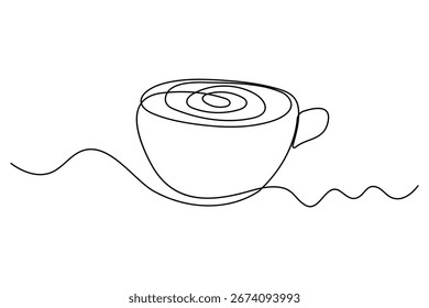 Continuous one line drawing of coffee cup outline vector illustration minimalism style design
