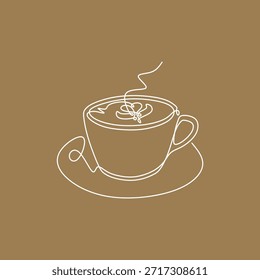 Dibujo continuo de una línea de un café con leche. Una línea Taza de café, taza de café Boceto de línea continua Icono de té Café Boceto Bebida de un solo arte Taza de contorno Café Latte Art Logo Alimentos