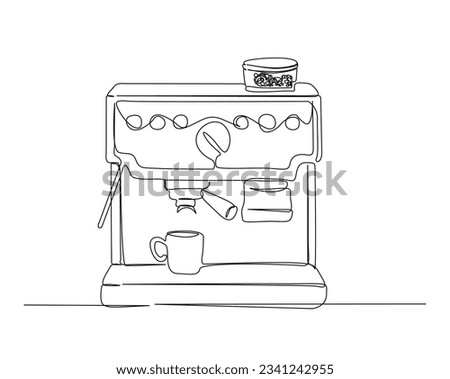 Continuous one line drawing of coffee maker machine. Coffee maker line art vector illustration. Editable stroke.	