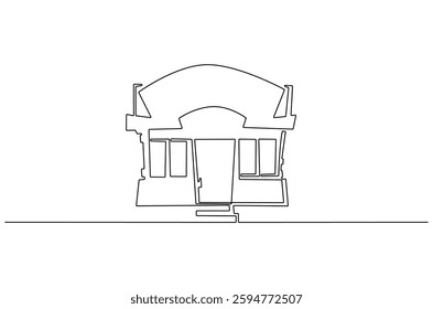 Continuous one line drawing of Coffeehouse or coffe shop. Single line drawing illustration of coffeshop or store. Building for business concept vector art. Doodle line illustration.
