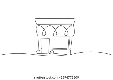 Continuous one line drawing of Coffeehouse or coffe shop. Single line drawing illustration of coffeshop or store. Building for business concept vector art. Doodle line illustration.
