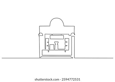 Continuous one line drawing of Coffeehouse or coffe shop. Single line drawing illustration of coffeshop or store. Building for business concept vector art. Doodle line illustration.
