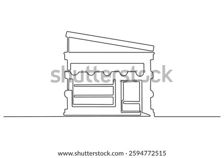 Continuous one line drawing of Coffeehouse or coffe shop. Single line drawing illustration of coffeshop or store. Building for business concept vector art. Doodle line illustration.
