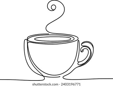 Café de dibujo continuo de una línea, símbolo. ilustración vectorial