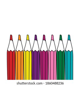 Continuous one line drawing - color pencils. Vector illustration.