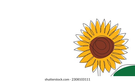 Girasol colorido de una línea continua. Ilustración del vector