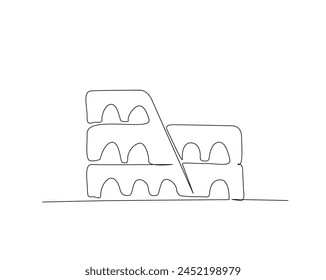 Continuous one line drawing of Colosseum - Rome Landmark. Colosseum simple outline vector illustration. Editable stroke.
