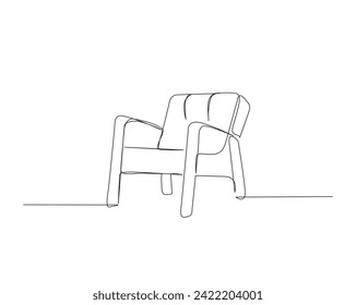 Continuous one line drawing of comfy armchair. Armchair  single outline vector illustration. Interior and furniture concept, editable stroke.