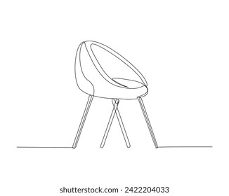 Continuous one line drawing of comfy armchair. Armchair  single outline vector illustration. Interior and furniture concept, editable stroke.