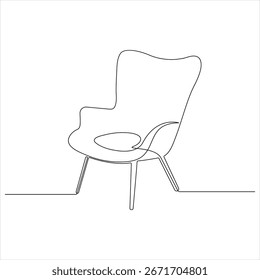Desenho contínuo de uma linha de confortável cadeira de braço ilustração de vetor de esboço de móveis minimalista