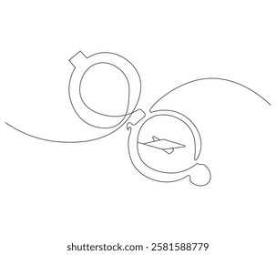 Continuous one line drawing of compass. Single line drawing illustration of navigate. Compass concept vector art. Doodle line illustration.
