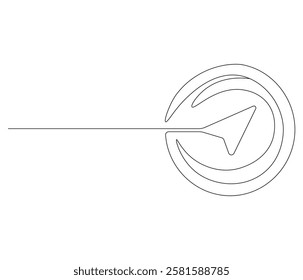 Continuous one line drawing of compass. Single line drawing illustration of navigate. Compass concept vector art. Doodle line illustration.
