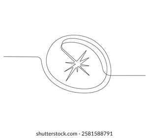 Continuous one line drawing of compass. Single line drawing illustration of navigate. Compass concept vector art. Doodle line illustration.
