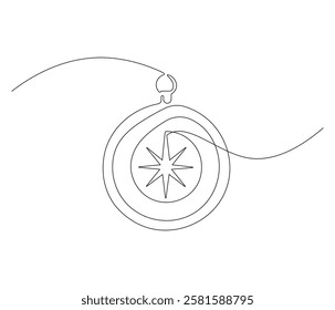 Continuous one line drawing of compass. Single line drawing illustration of navigate. Compass concept vector art. Doodle line illustration.
