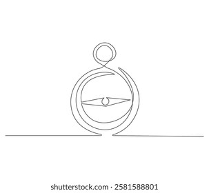 Continuous one line drawing of compass. Single line drawing illustration of navigate. Compass concept vector art. Doodle line illustration.
