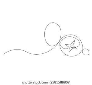 Continuous one line drawing of compass. Single line drawing illustration of navigate. Compass concept vector art. Doodle line illustration.
