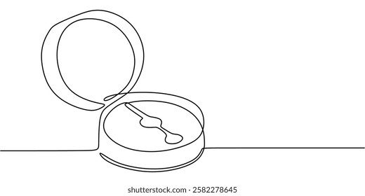 Continuous One line drawing of Compass. Depicting an exploration tool with basic circle and needle lines. Vector illustration hand drawn.