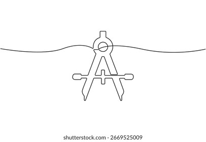 Dibujo continuo de una línea de Brújula. Vector.