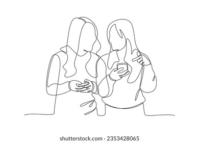 Continuous one line drawing Concept of Neighbors sharing things and helping each other. Doodle vector illustration.