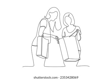 Continuous one line drawing Concept of Neighbors sharing things and helping each other. Doodle vector illustration.