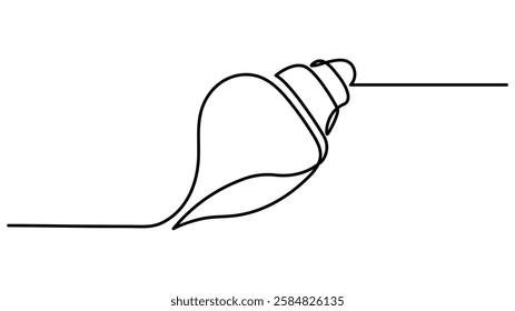 Continuous one line drawing of conch snail shell. Seashell symbol and banner of beauty spa and wellness salon in simple linear style, One line of shellfish. Marine animal concept continuous line art