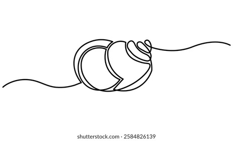 Continuous one line drawing of conch snail shell. Seashell symbol and banner of beauty spa and wellness salon in simple linear style, One line of shellfish. Marine animal concept continuous line art