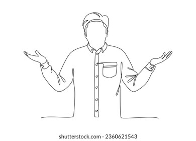 Continuous one line drawing Confused people in doubts and thoughts concept. Doodle vector illustration.