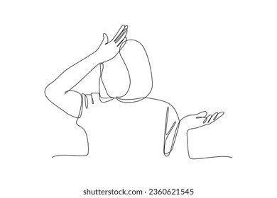 Continuous one line drawing Confused people in doubts and thoughts concept. Doodle vector illustration.