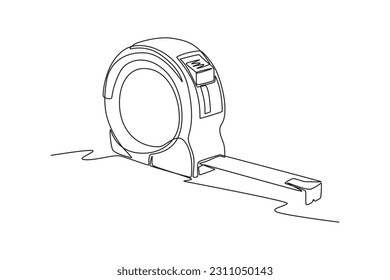 Continuous one line drawing construction tools concept. Single line draw design vector graphic illustration.