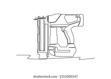 Continuous one line drawing construction tools concept. Single line draw design vector graphic illustration.