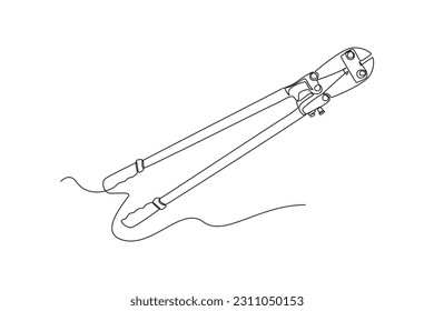 Continuous one line drawing construction tools concept. Single line draw design vector graphic illustration.