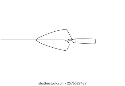 Continuous one line drawing of construction trowel tools, Continuous line drawing of trowel. Trowel linear icon. One line drawing background. Vector illustration. Trowel continuous line icon.