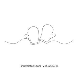 Continuous one line drawing cooking gloves  Chef gloves outline vector illustration  Editable stroke  