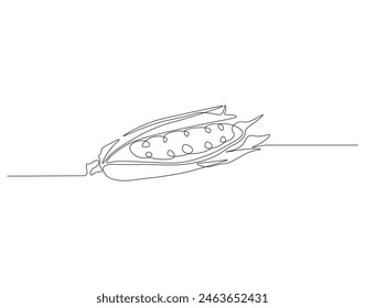 Continuous one line drawing of corn crop for farm. One line drawing illustration of corn from agriculture. fresh maize concept continuous line art. Editable outline.
