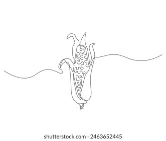 Continuous one line drawing of corn crop for farm. One line drawing illustration of corn from agriculture. fresh maize concept continuous line art. Editable outline.
