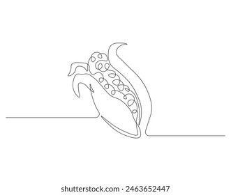 Continuous one line drawing of corn crop for farm. One line drawing illustration of corn from agriculture. fresh maize concept continuous line art. Editable outline.
