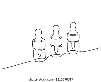 Continuous one line drawing. Cosmetic vial with pipette. Vector illustration