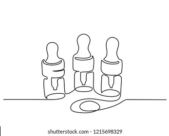 Continuous one line drawing. Cosmetic vial with pipette. Vector illustration