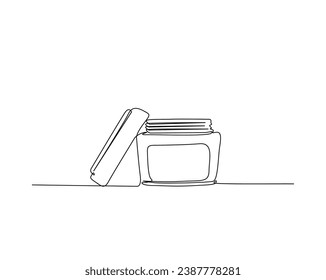 Dibujo continuo de una línea de crema cosmética. Ilustración vectorial de la línea crema de cuidado de la piel. Trazo editable.	