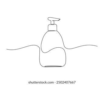 Continuous one line drawing of cosmetic lotion tube. Cosmetic bottle single line vector illustration. Editable line vector.