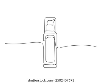 Continuous one line drawing of cosmetic lotion tube. Cosmetic bottle single line vector illustration. Editable line vector.