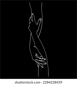 Continuous one line drawing of couple holding hands in romantic situation. Concept of love share, friendship, and humanity. Minimalism vector illustration simplicity design.