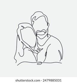 Kontinuierliche einzeilige Zeichnung Paar Vektorillustration Linienkunst