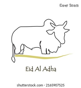 Dibujo continuo de una línea de vaca. Fiesta musulmana animal de sacrificio como cabra u oveja, camello y vaca, tarjeta de saludo Eid al Adha concepto línea de dibujo continuo ilustración de diseño.