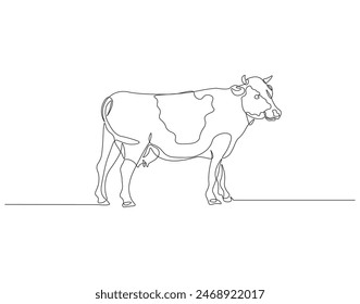 Dibujo continuo de una línea de vaca. Ilustración de dibujo de una línea de ganado. Concepto de ganado arte de línea continua. Esquema editable.