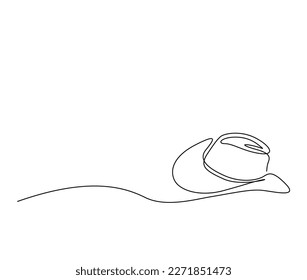 Continuous one line drawing cowboy hat  Simple cowboy hat line art vector illustration   