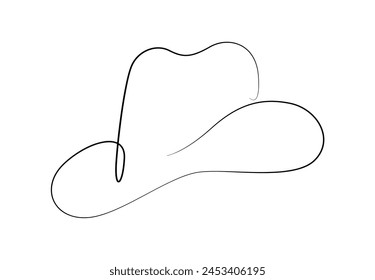 Dibujo continuo de una línea de sombrero de vaquero. Aislado sobre fondo blanco Ilustración vectorial