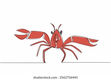 Continuous one line drawing crawfish posing. Animals with claws that can prevent the risk of osteoporosis and heart disease. Savory. National Crawfish Day. Single line draw design vector illustration