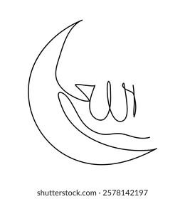 Continuous one line drawing crescent moon Outer space concept Single line draw design vector graphic illustration